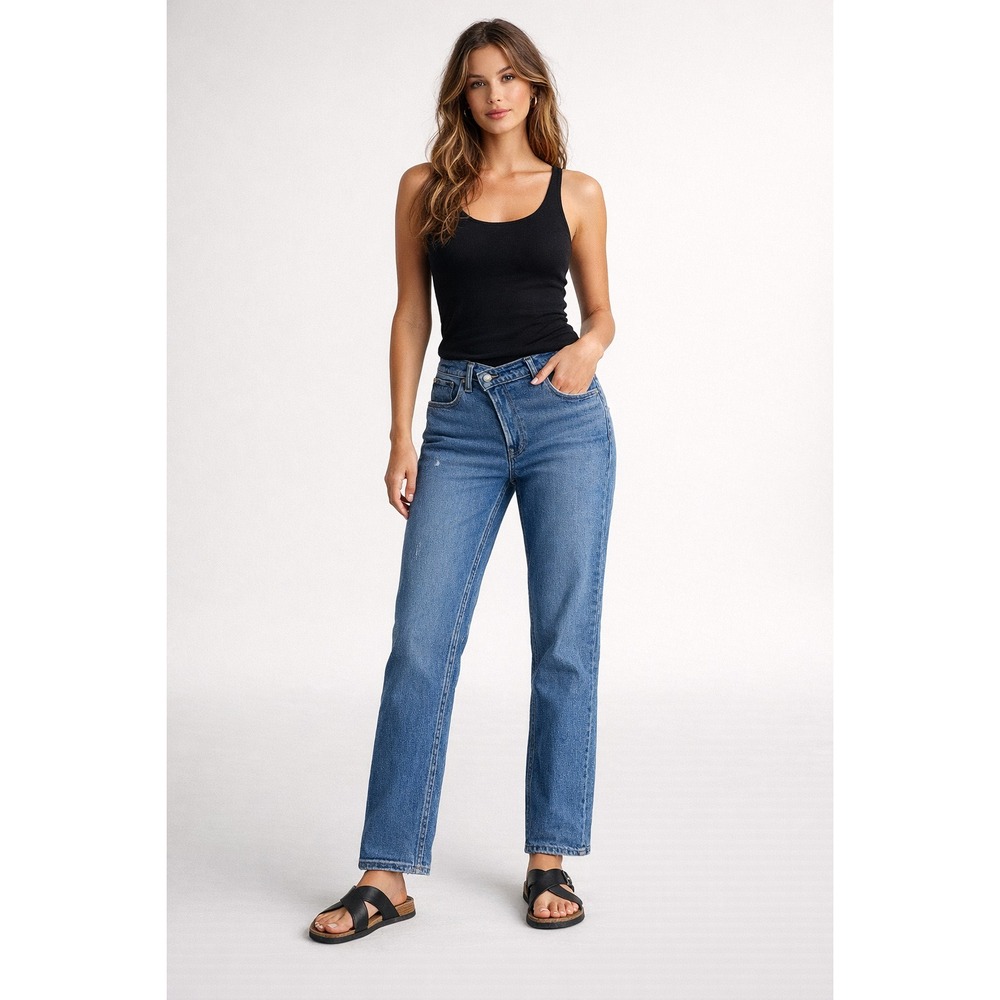 Abercrombie & Fitch Jeans Sz 25 Criss Cross Waist 90s Straight Ultra High‎ Rise